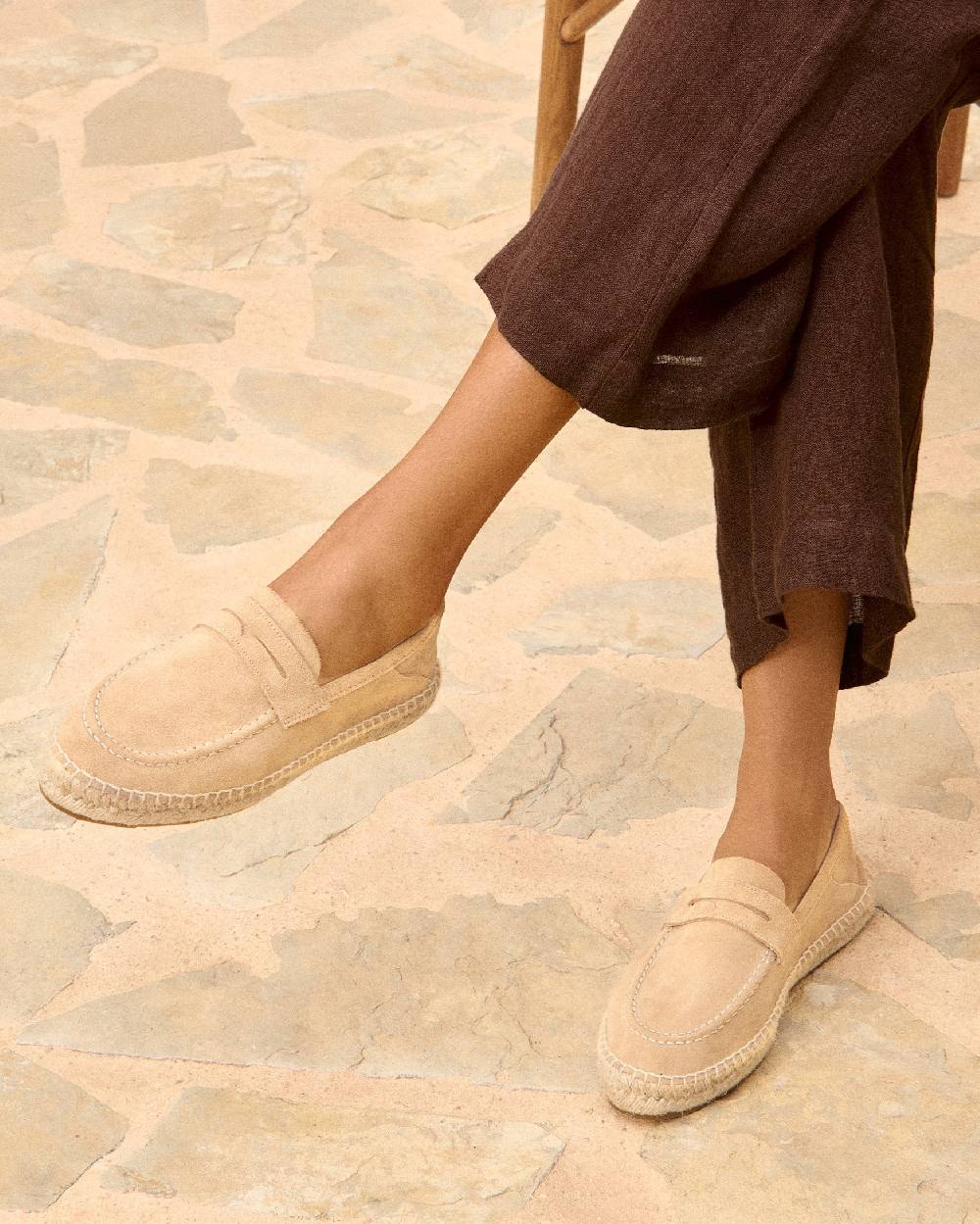 Manebí Suede Loafers Espadrilles - Hamptons Champagne Beige Offerta migliore