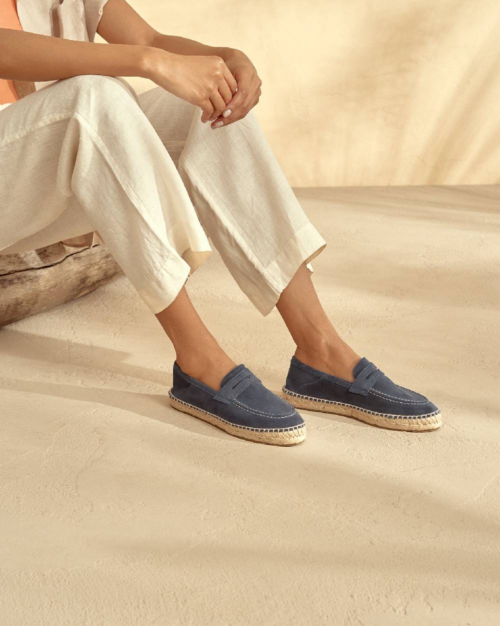 Manebí Mocassini Espadrillas in pelle scamosciata - Hamptons - Patriot Blu Offerte esclusive