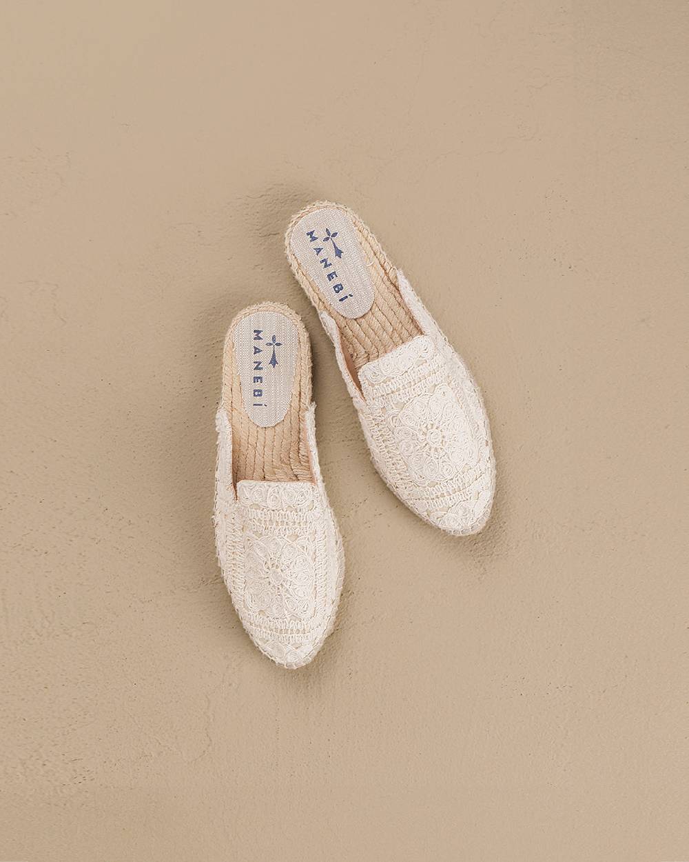 Manebí Cotton Crochet Mules - Yucatán Natural Super Saving Price