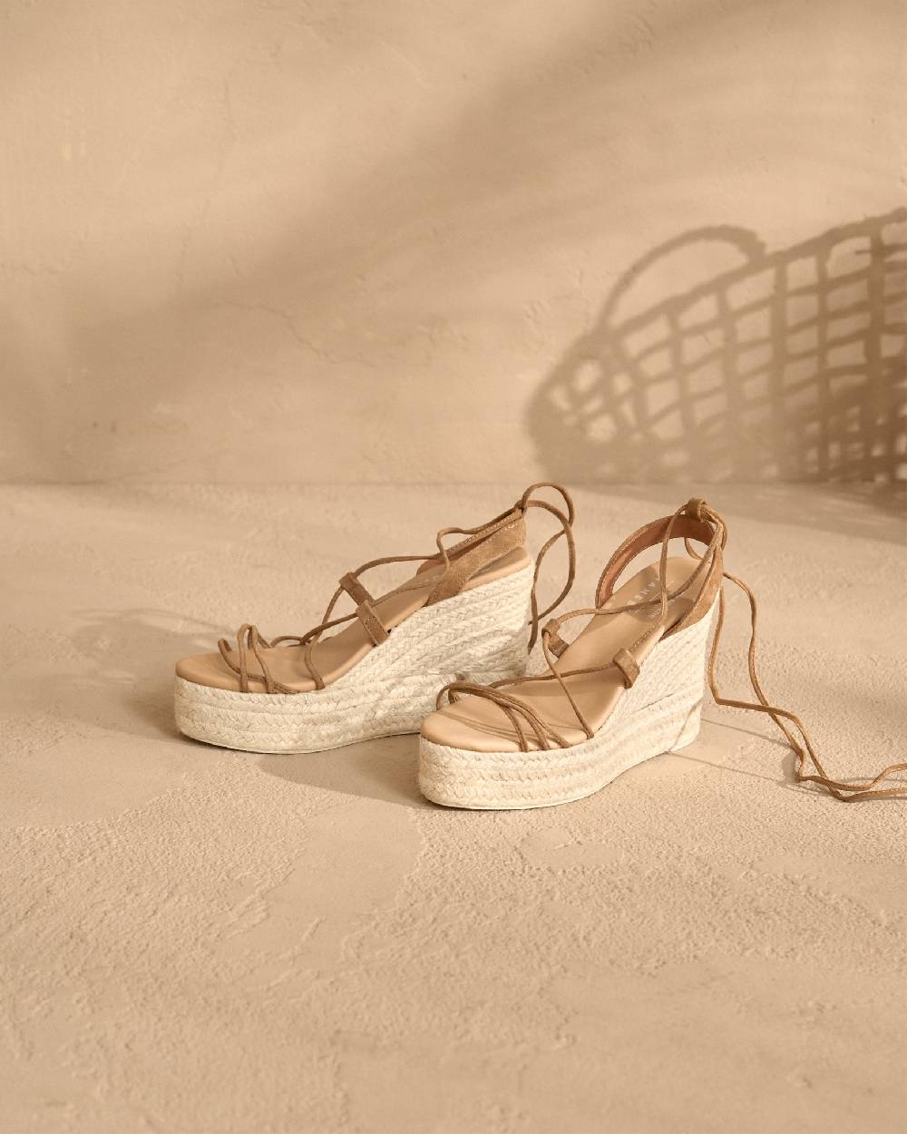 Manebí Portofino Soft Suede|Wedge Espadrilles - Lace-Up Tobacco Offerta speciale della fabbrica