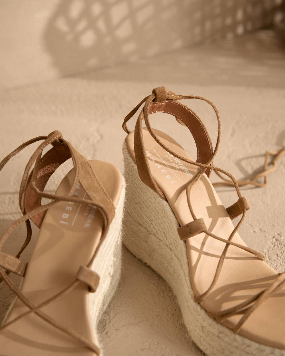 Manebí Portofino Soft Suede|Wedge Espadrilles - Lace-Up Tobacco Offerta speciale della fabbrica
