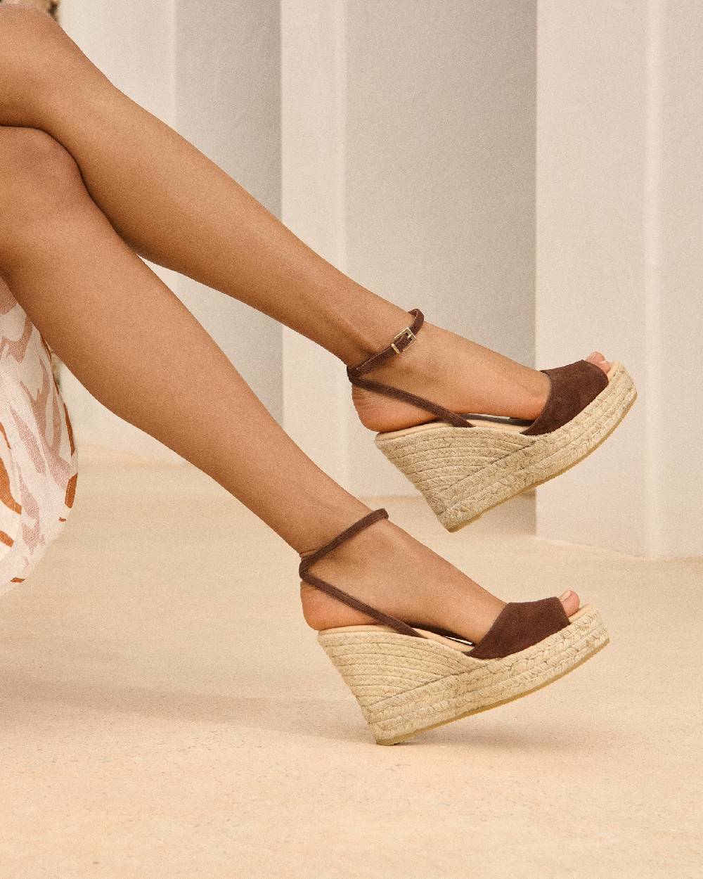 Manebí Viky Soft Suede Open Toe|Wedge Espadrilles - Tobacco Fino al 55% di sconto