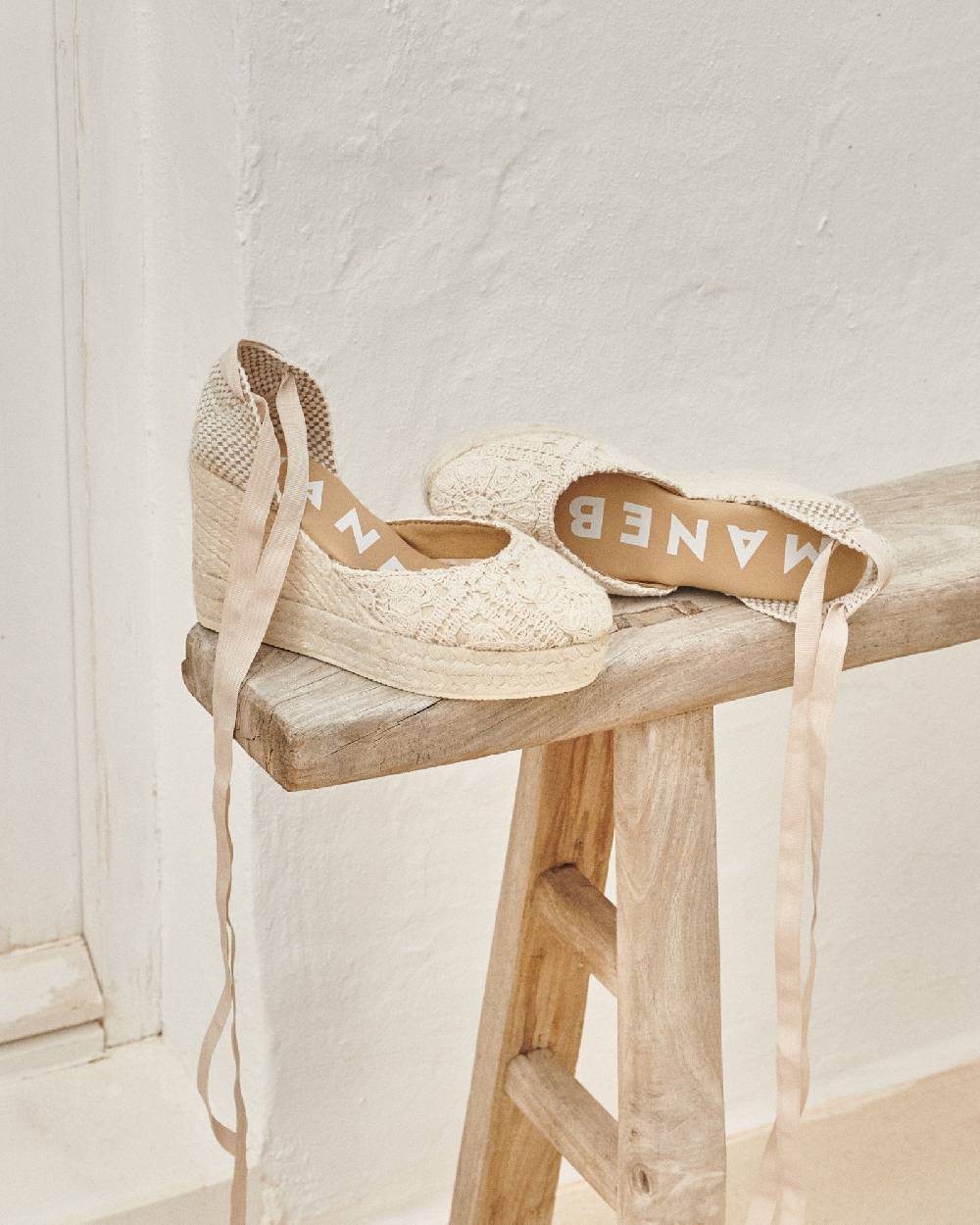 Manebí Cotton Crochet|Wedge Espadrilles - Natural Solo un giorno rimasto