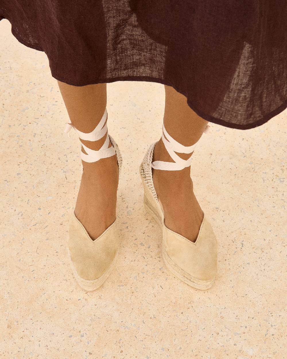 Manebí Soft Suede Heart-Shaped|Wedge Espadrilles - Hamptons Champagne Beige Enormi sconti