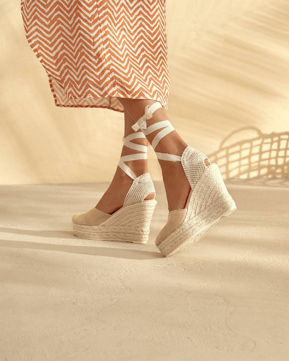 Manebí Soft Suede Heart-Shaped|Wedge Espadrilles - Hamptons Champagne Beige Enormi sconti