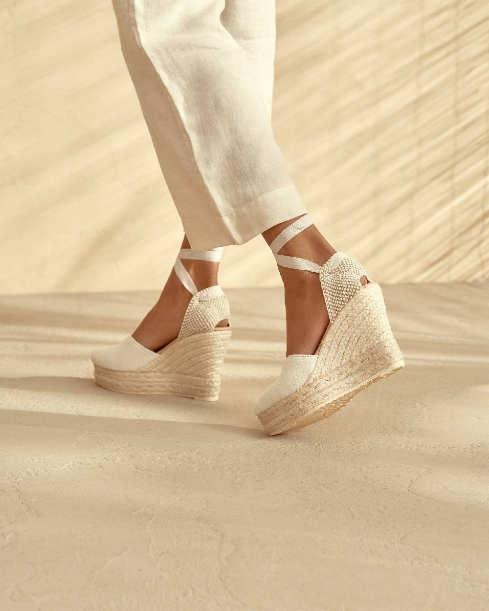 Manebí Organic Hemp Heart-Shaped|Wedge Espadrilles - La Havana White Limitato a 3 giorni