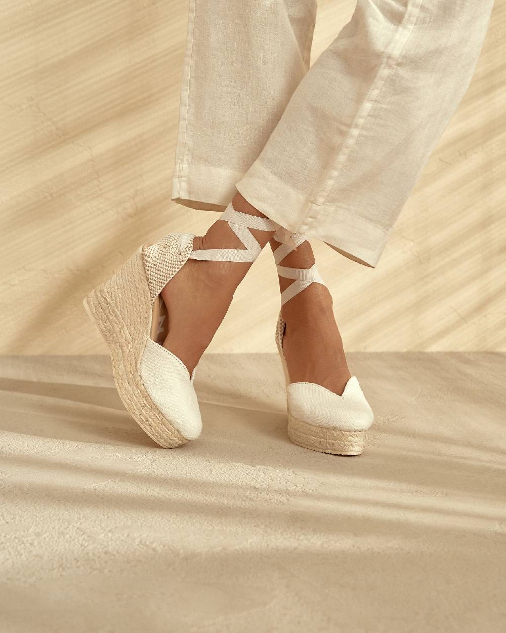 Manebí Organic Hemp Heart-Shaped|Wedge Espadrilles - La Havana White Limitato a 3 giorni