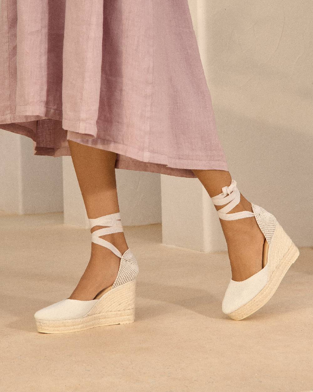 Manebí Organic Hemp Wedge Espadrilles - La Havana White Italy