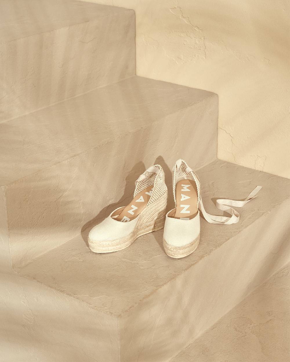 Manebí Organic Hemp Wedge Espadrilles - La Havana White Italy