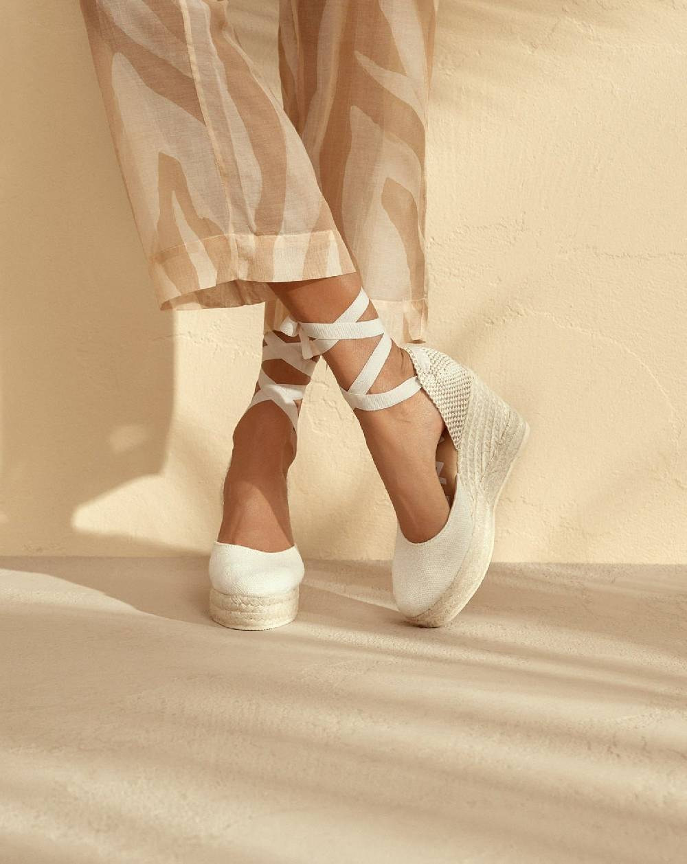 Manebí Organic Hemp Wedge Espadrilles - La Havana White Italy