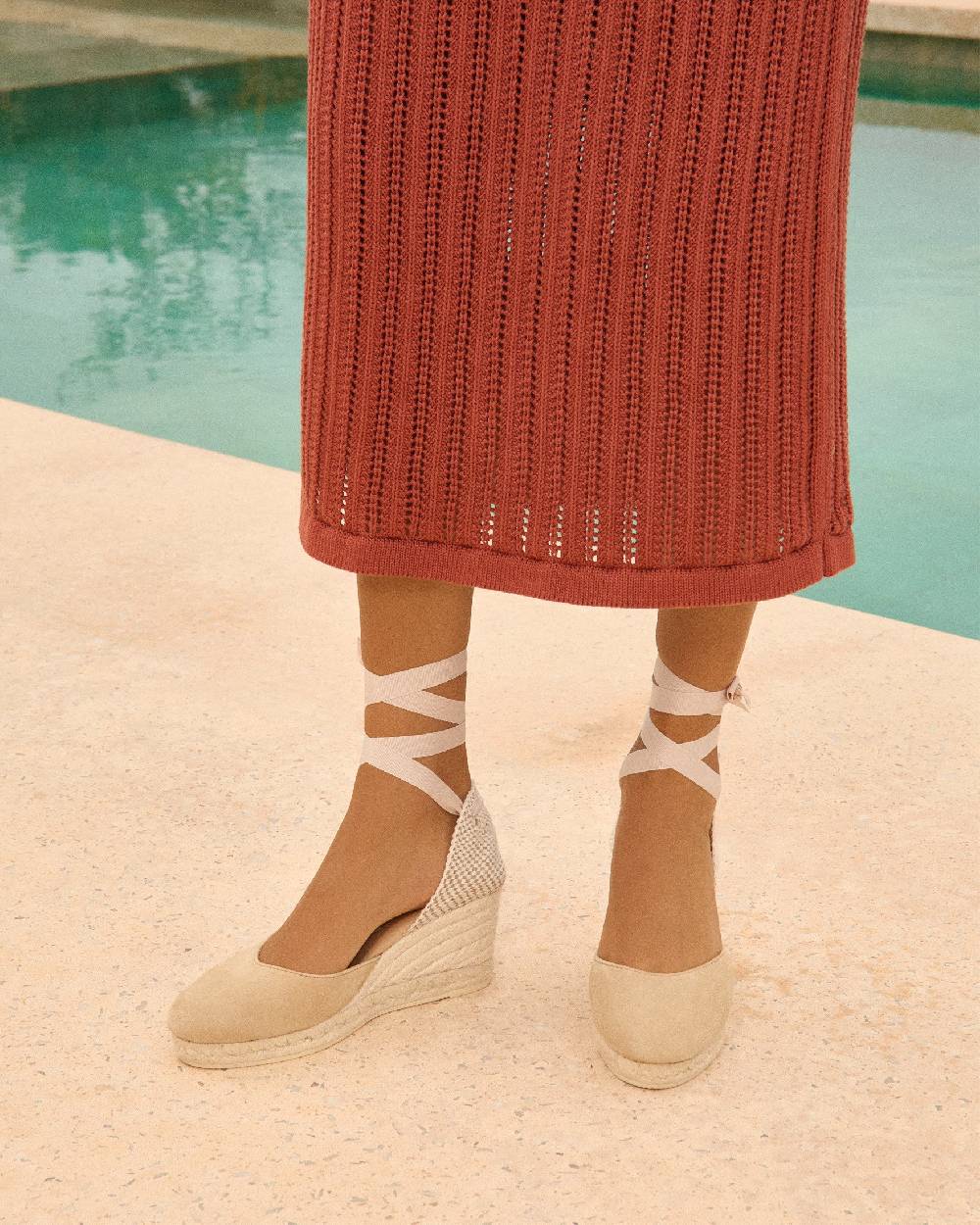 Manebí Soft Suede Low Wedge Espadrilles - Hamptons Champagne Beige Italia