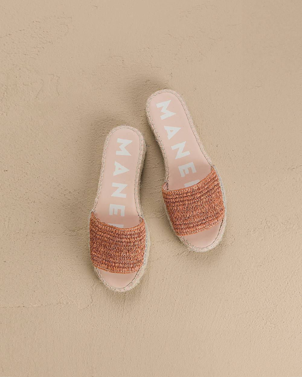 Manebí Raffia Stripes Double Sole Slides - Yucatán Orange Rust Presa