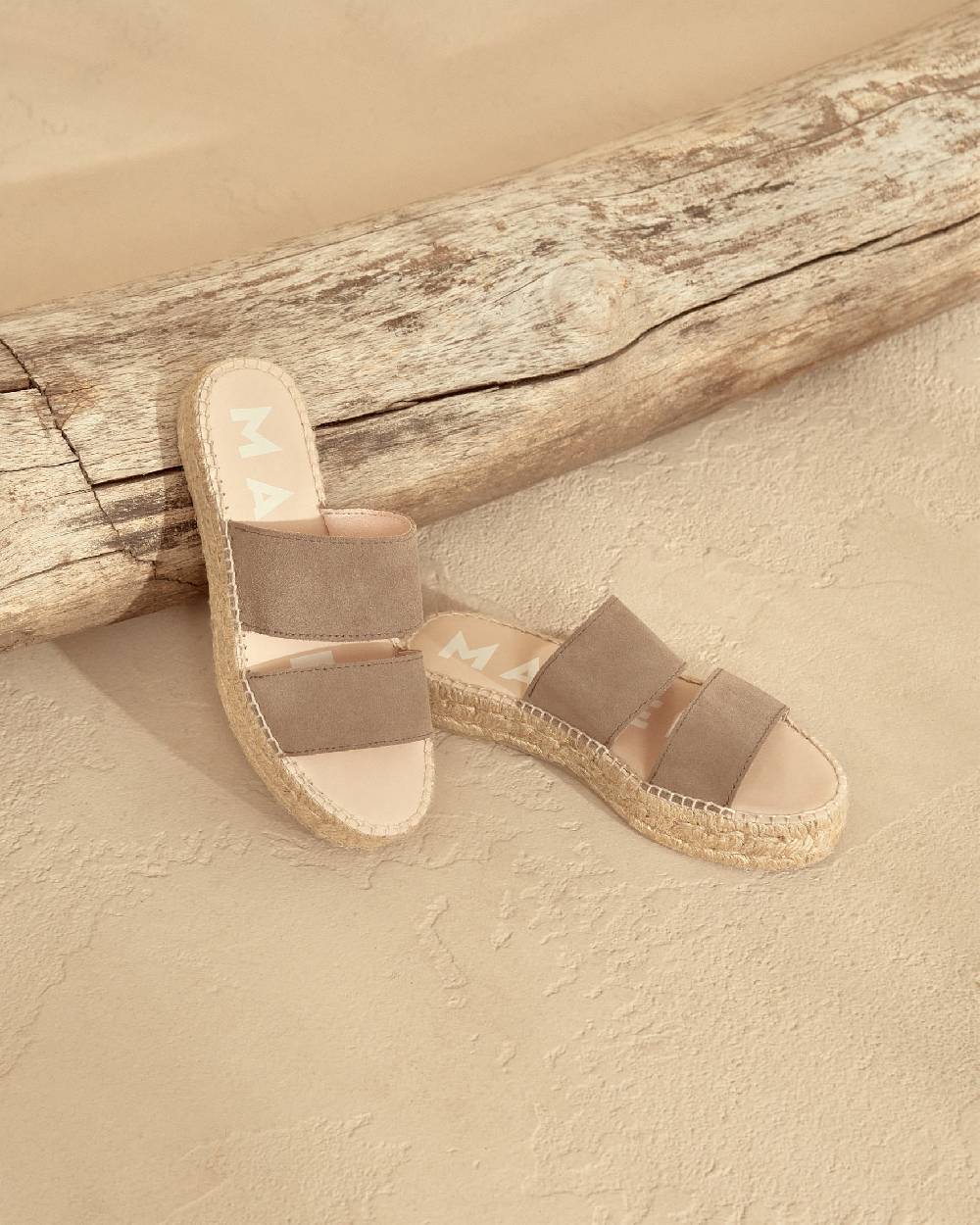 Manebí Suede Double Sole|Two Bands Sandals - Hamptons Coco Brown Sconto