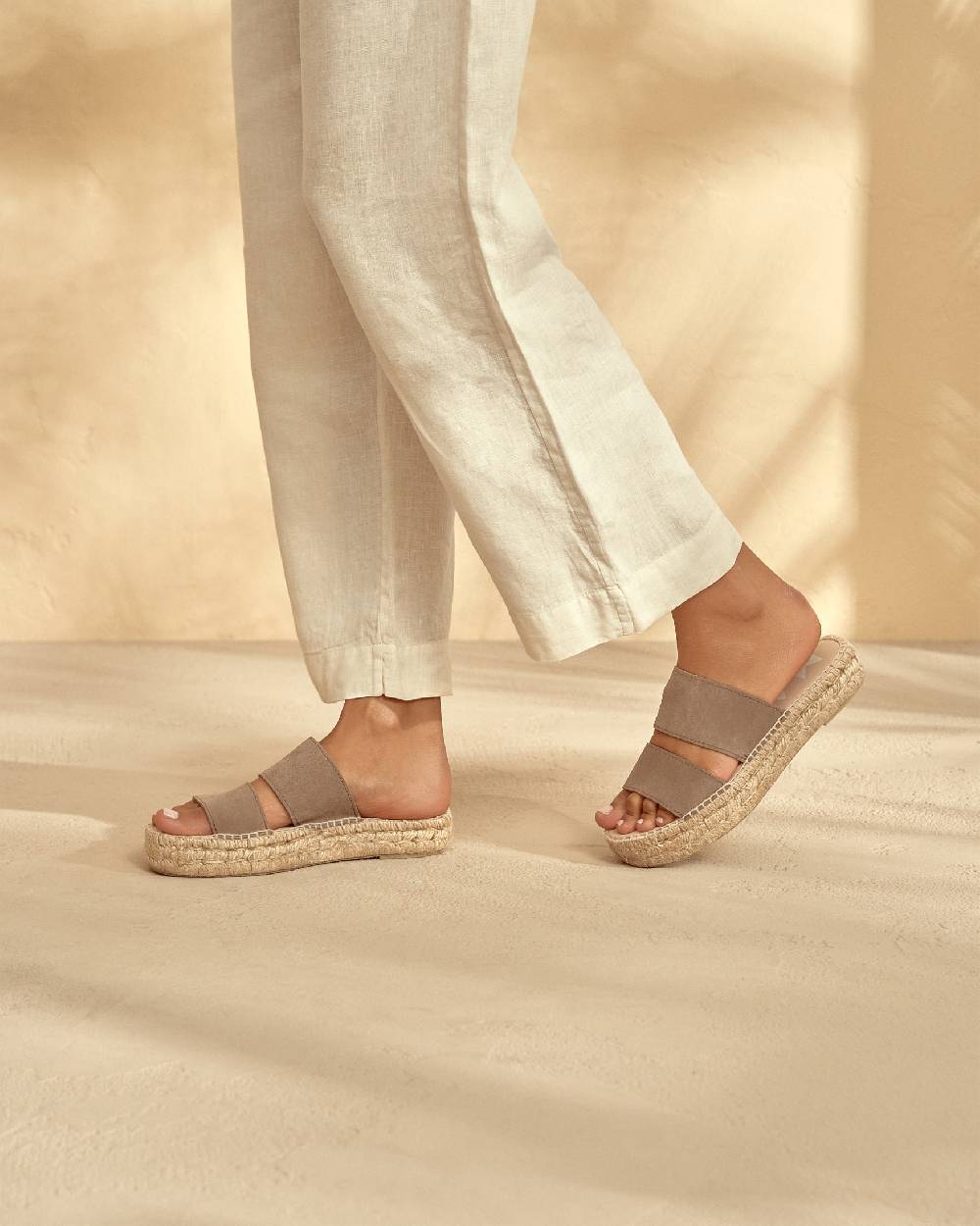 Manebí Suede Double Sole|Two Bands Sandals - Hamptons Coco Brown Sconto