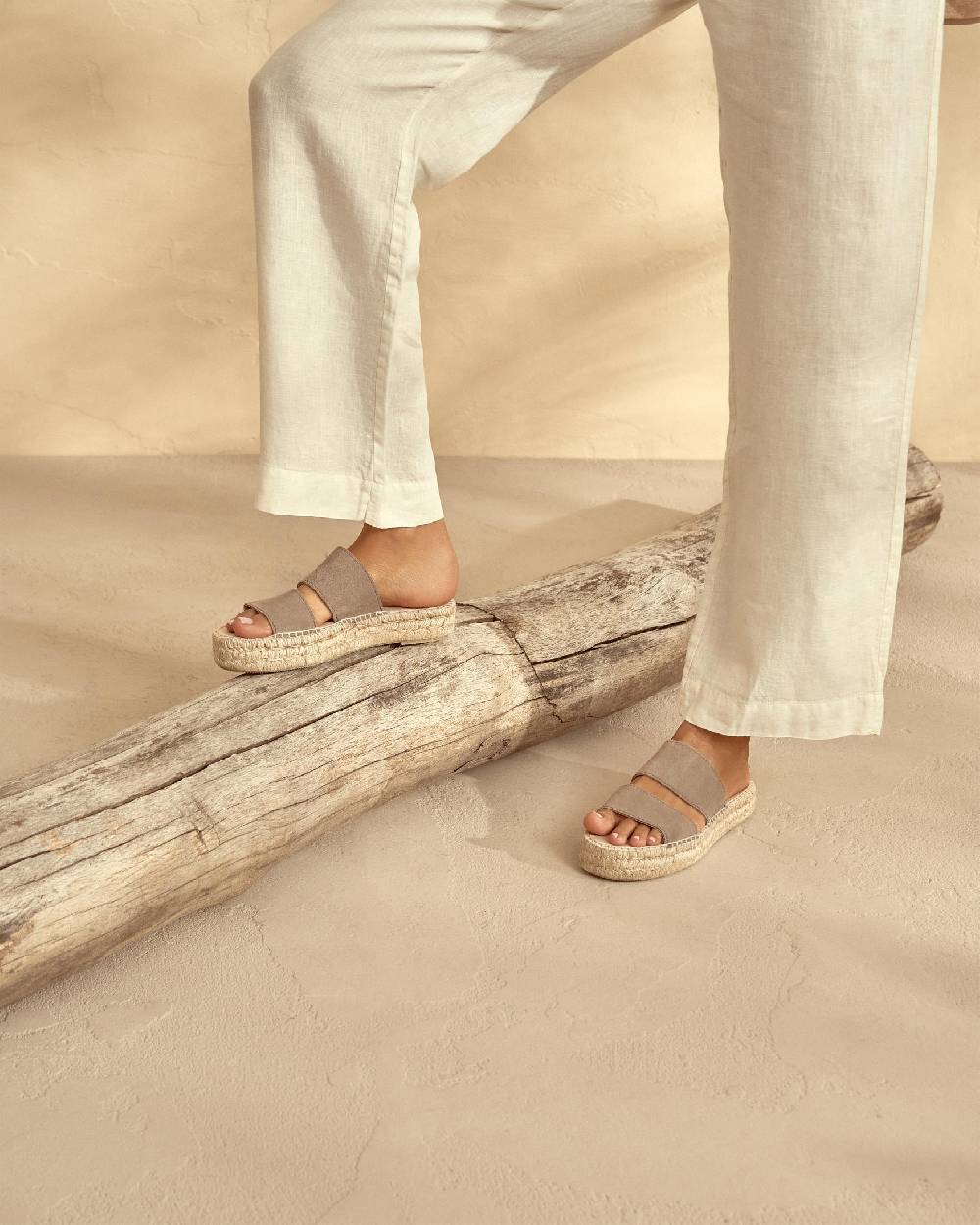 Manebí Suede Double Sole|Two Bands Sandals - Hamptons Coco Brown Sconto