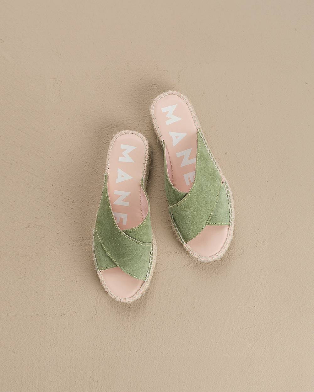 Manebí Suede Double Sole|Crossed Bands Sandals - Hamptons Sage Offerta