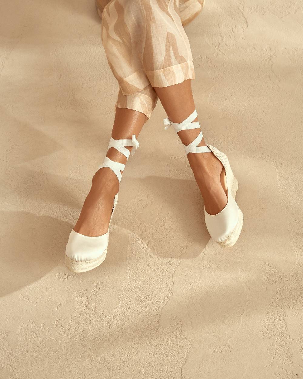Manebí Satin Wedge Espadrilles - Love White Negozio online di fabbrica