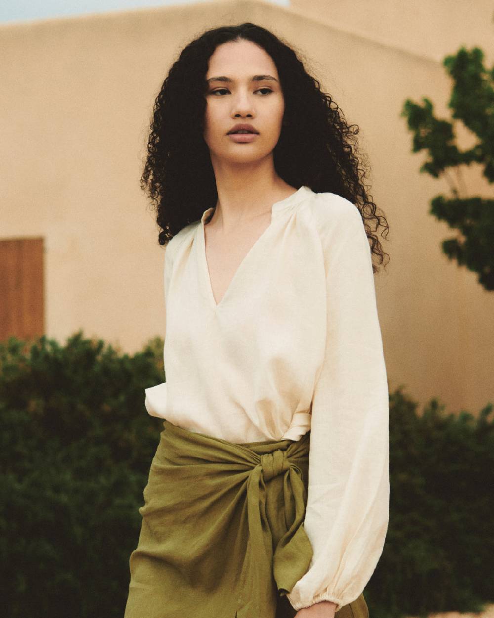 Manebí Linen Milos Shirt - Puffed Sleeves Eggnog Bestseller