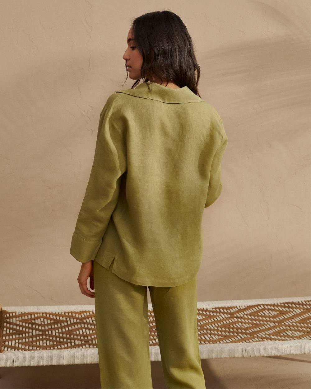 Manebí Washed Linen Natal Shirt - Kaki Green Offerte speciali
