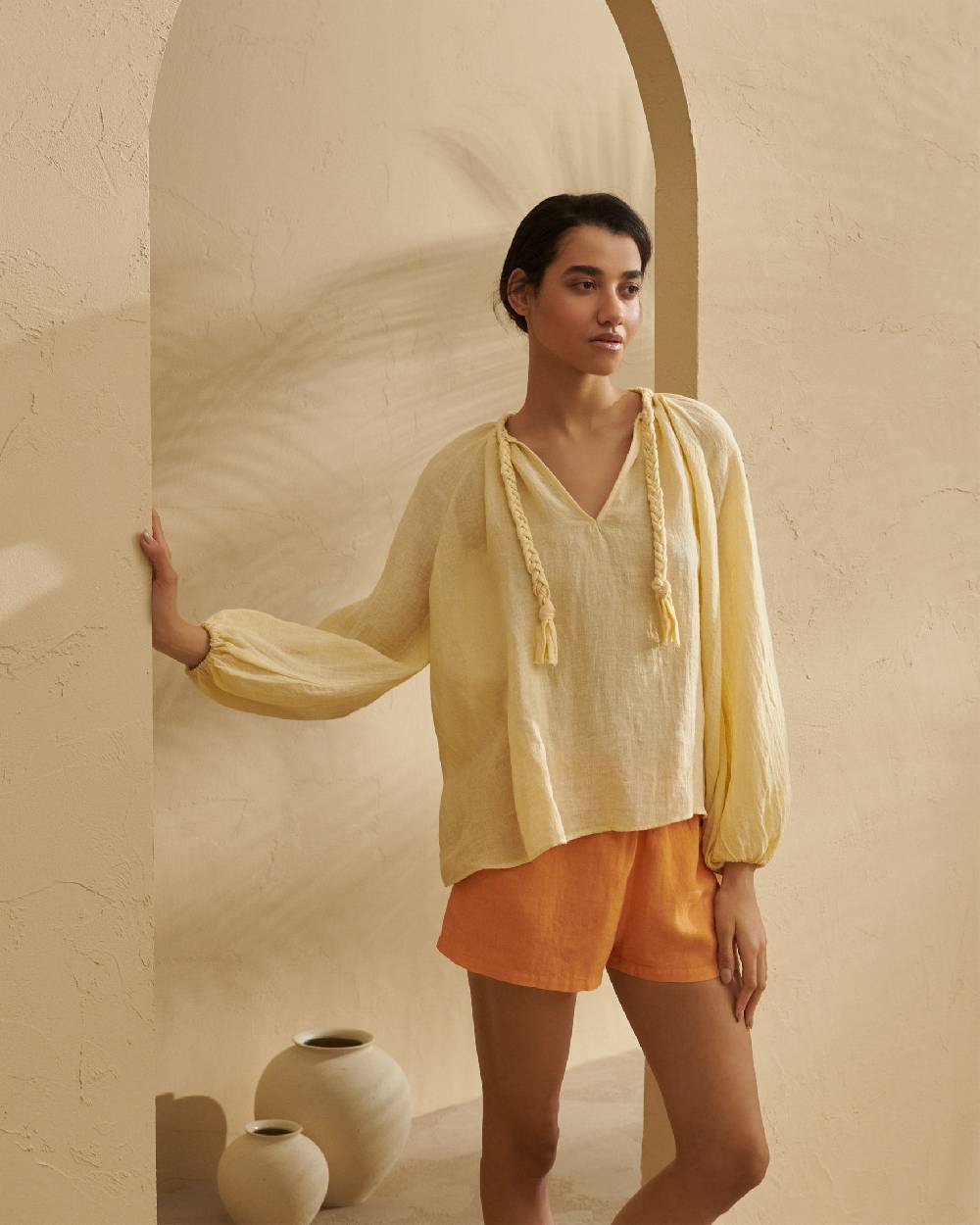 Manebí Linen Gauze Mykonos Shirt - Inca Cream Enormi risparmi