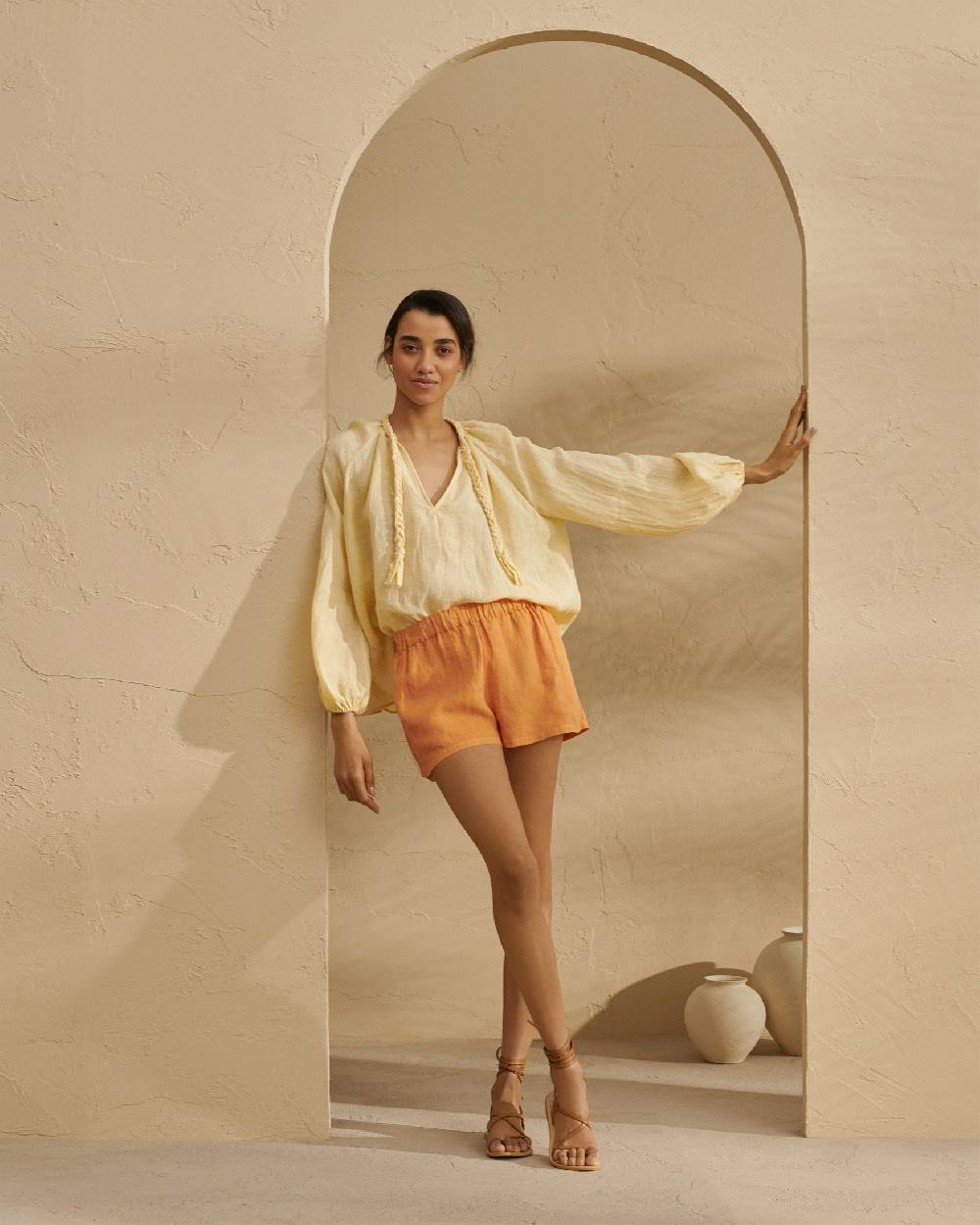 Manebí Linen Gauze Mykonos Shirt - Inca Cream Enormi risparmi