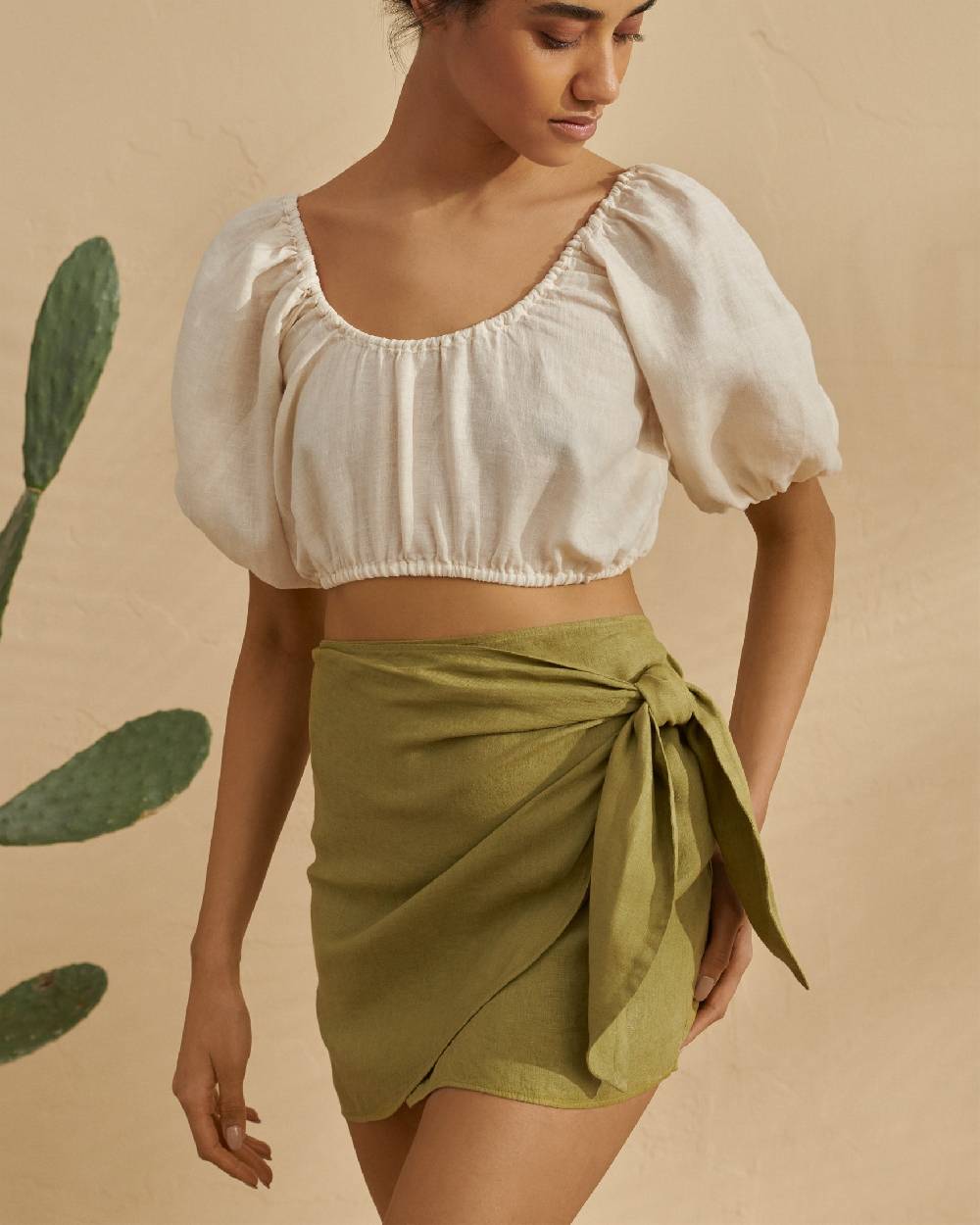 Manebí Linen Fortaleza Skirt - V-Vent Kaki Green Fino al 60% di sconto