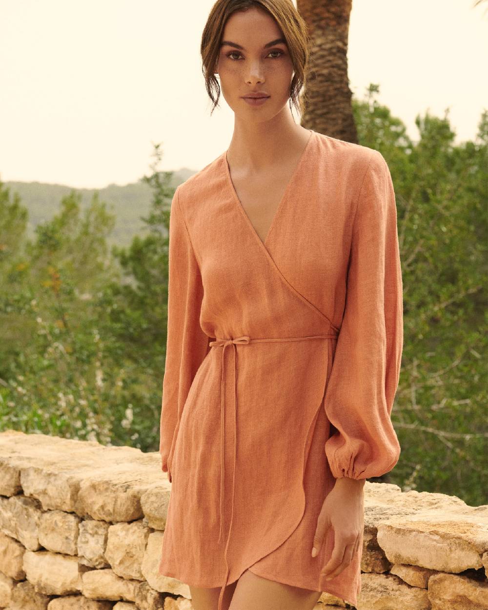 Manebí Linen Gauze Caracas Dress - Sunbaked Trasporto libero internazionale