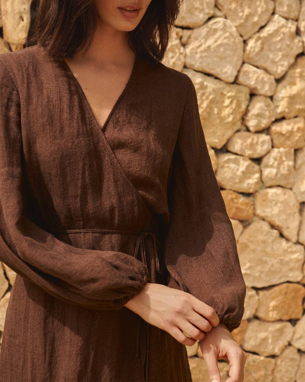 Manebí Linen Gauze Caracas Dress - Cocoa Officina