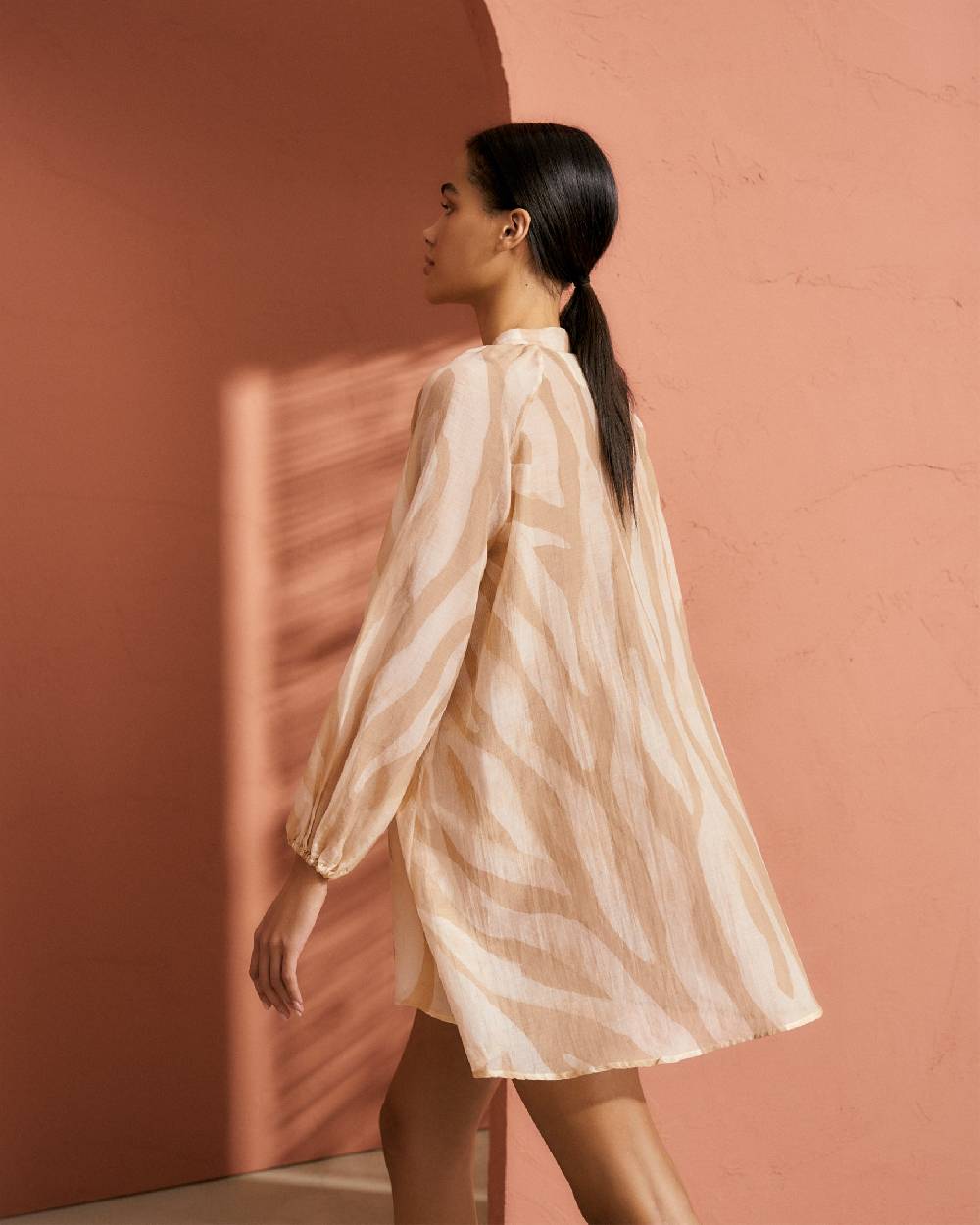 Manebí Printed Cotton Silk Voile|Ibiza Dress - Hand Braided Cord Beige Off White Maxi Zebra Sconti questo mese
