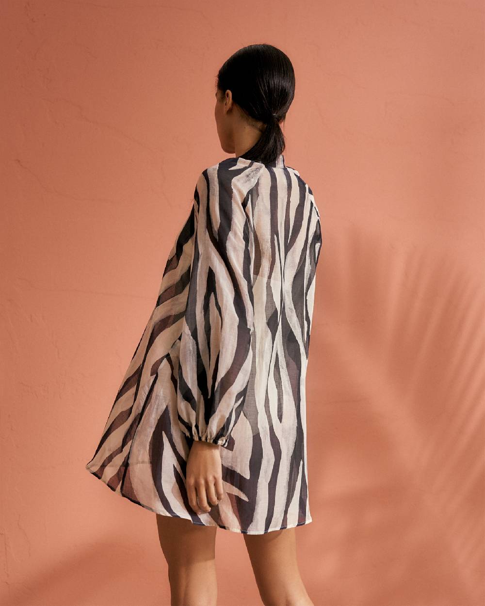 Manebí Printed Cotton Silk Voile|Ibiza Dress - Hand Braided Cord Black Off White Maxi Zebra Italy