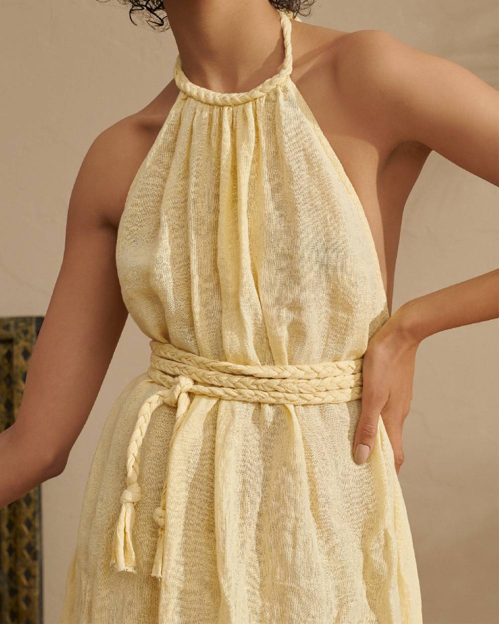 Manebí Linen Gauze Tulum Dress - Inca Cream In Linea