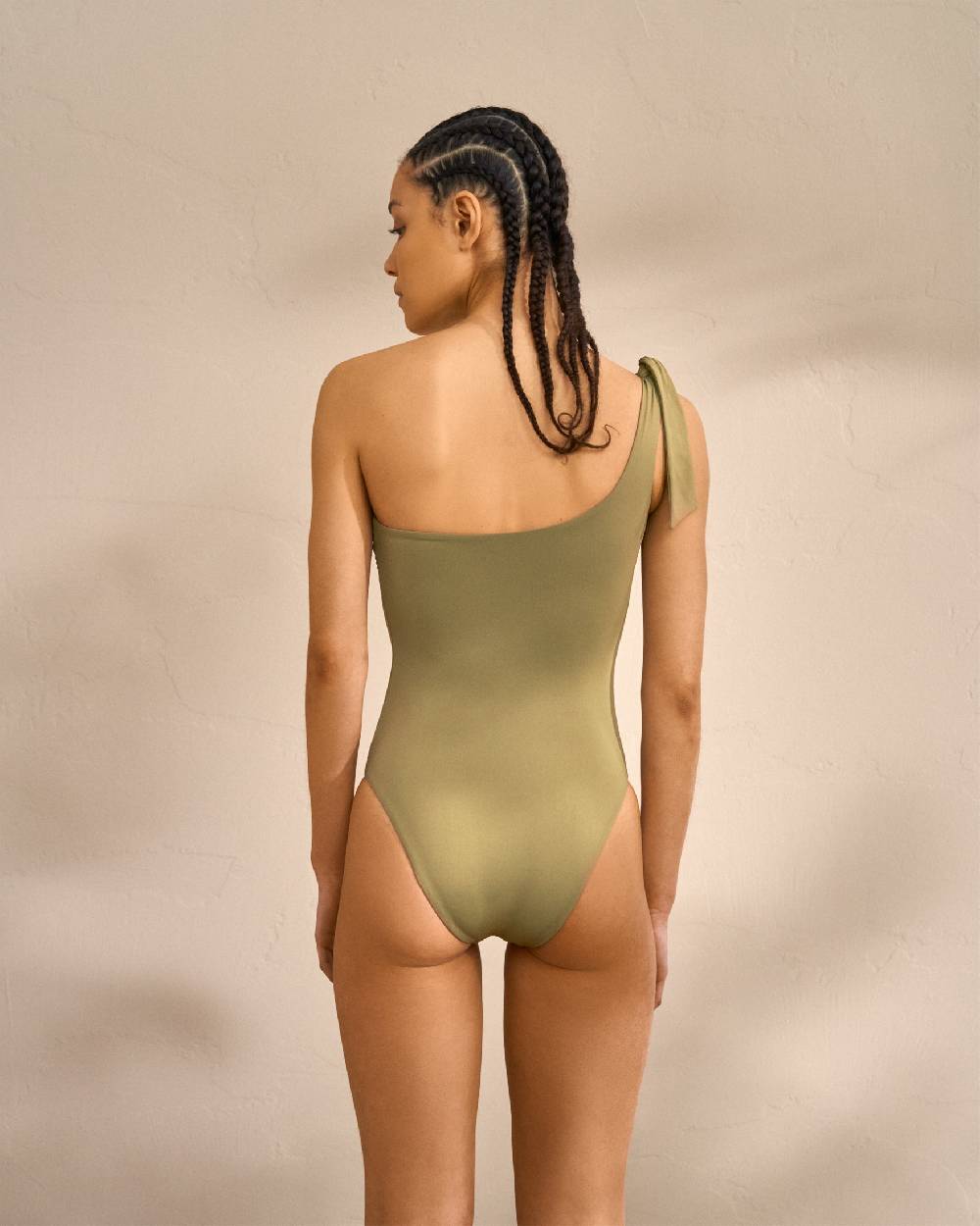 Manebí Tie-Up One|Shoulder One Piece - Kaki Green Outlet