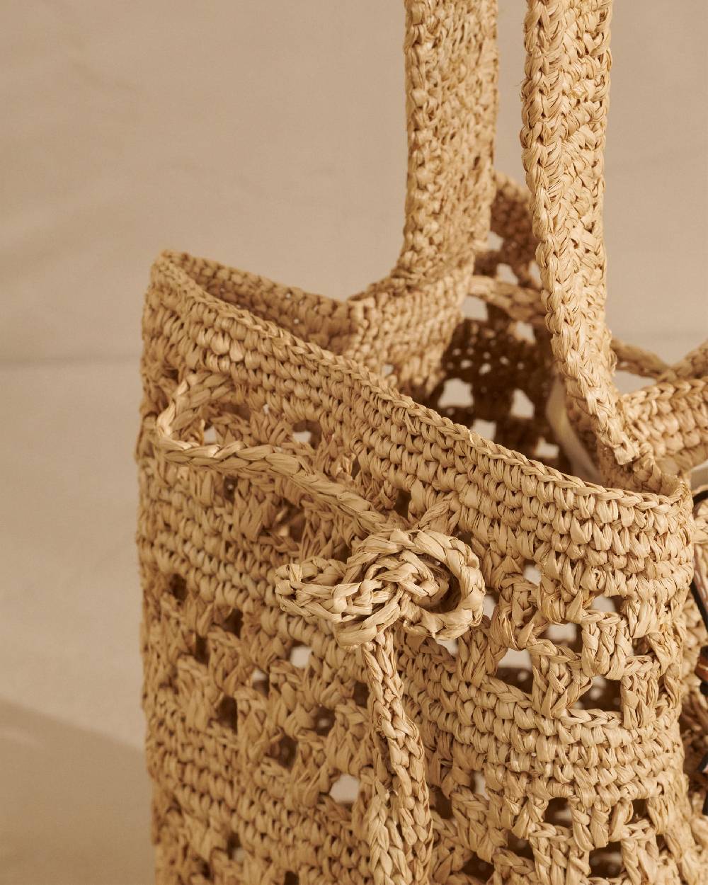 Manebí Weaving Raffia Beach Bucket - Palm Leather Tag In Saldo