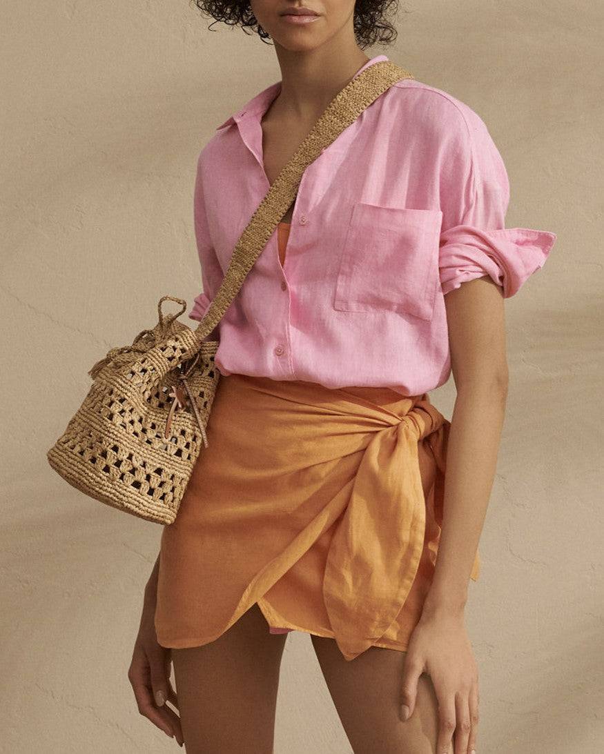 Manebí Weaving Raffia Beach Bucket - Palm Leather Tag In Saldo