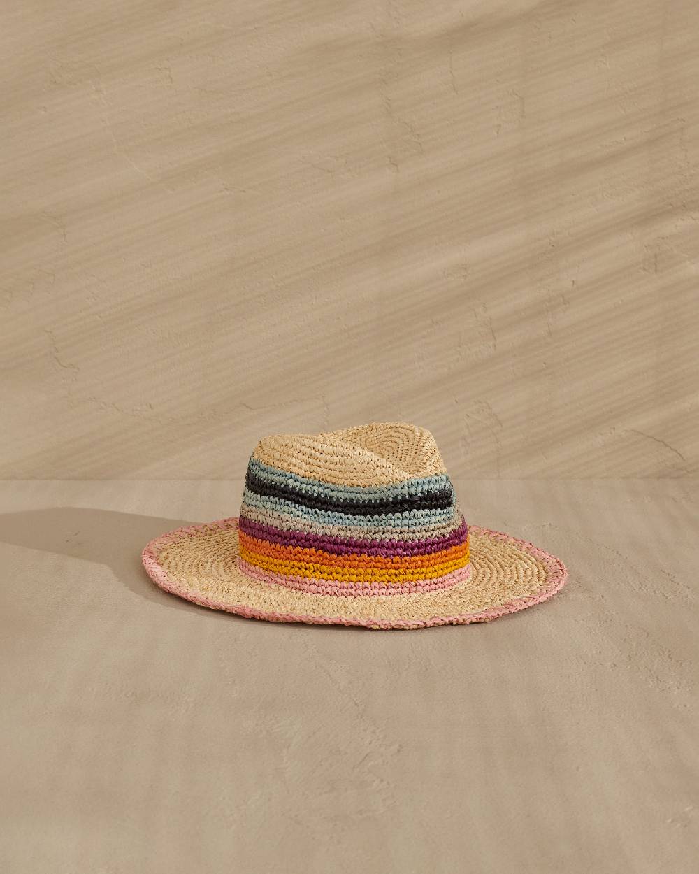 Manebí Raffia Panama Hat - Striped Striped Nuova