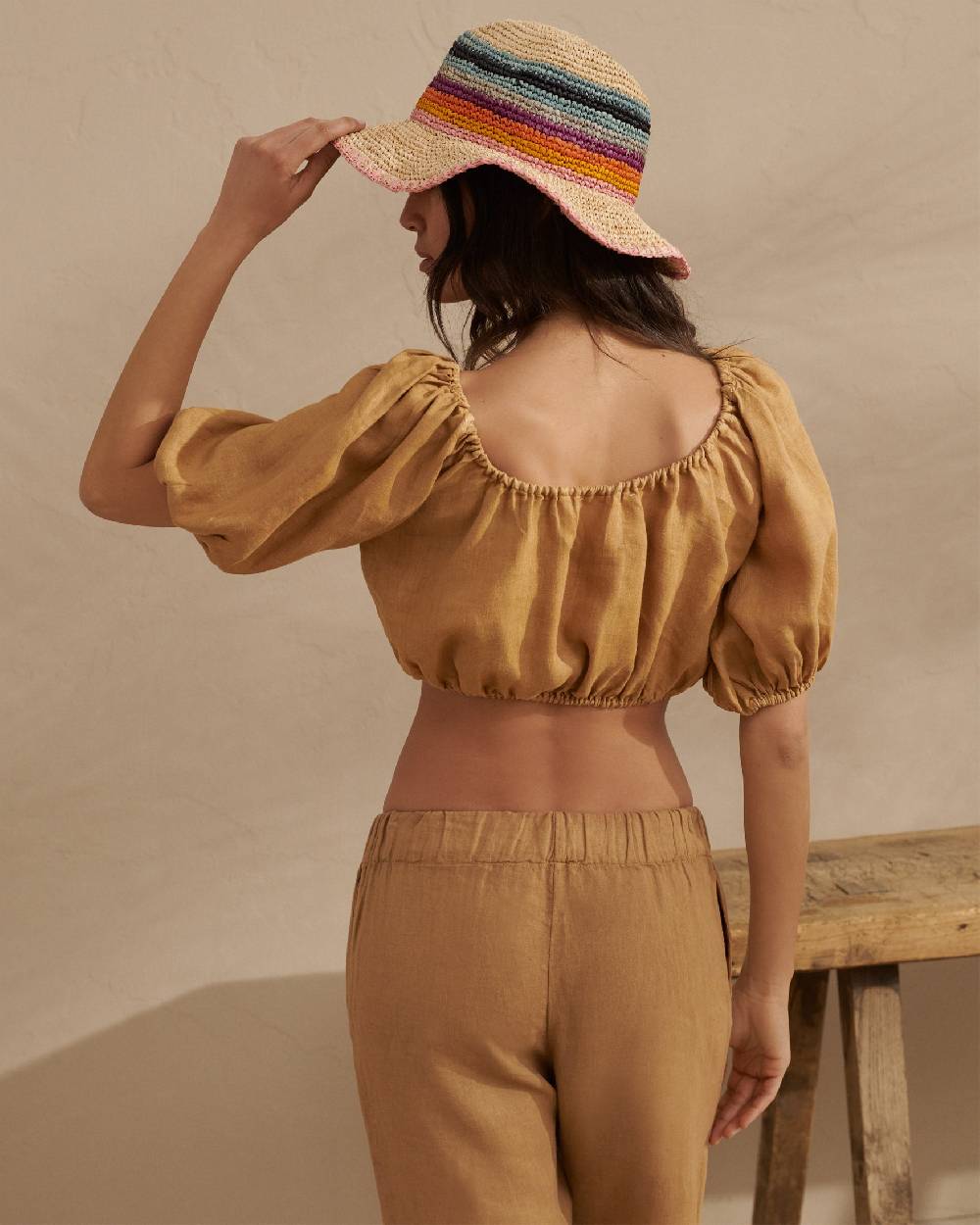 Manebí Raffia Panama Hat - Striped Striped Nuova