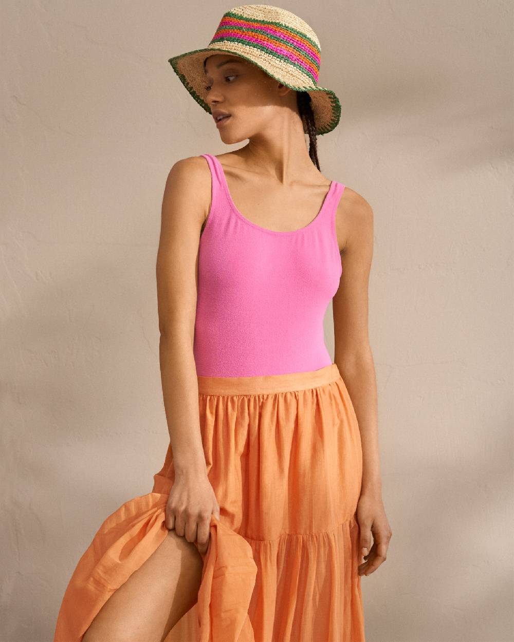 Manebí Raffia Panama Hat - Striped Striped Spedizione gratuita