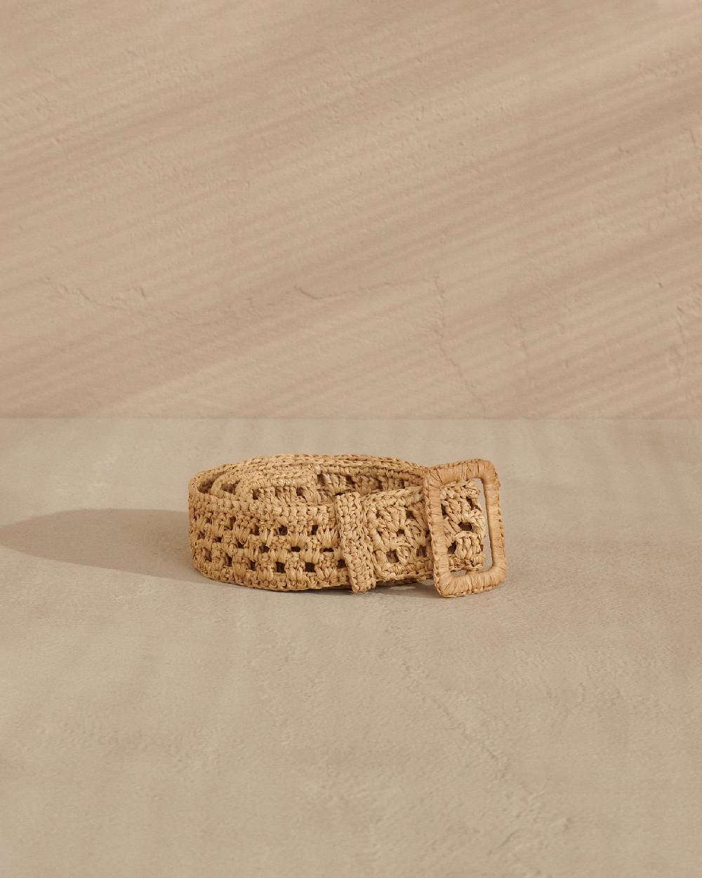 Manebí Natural Raffia Belt Weaving - Hamptons Square Buckle Tan Offerta speciale