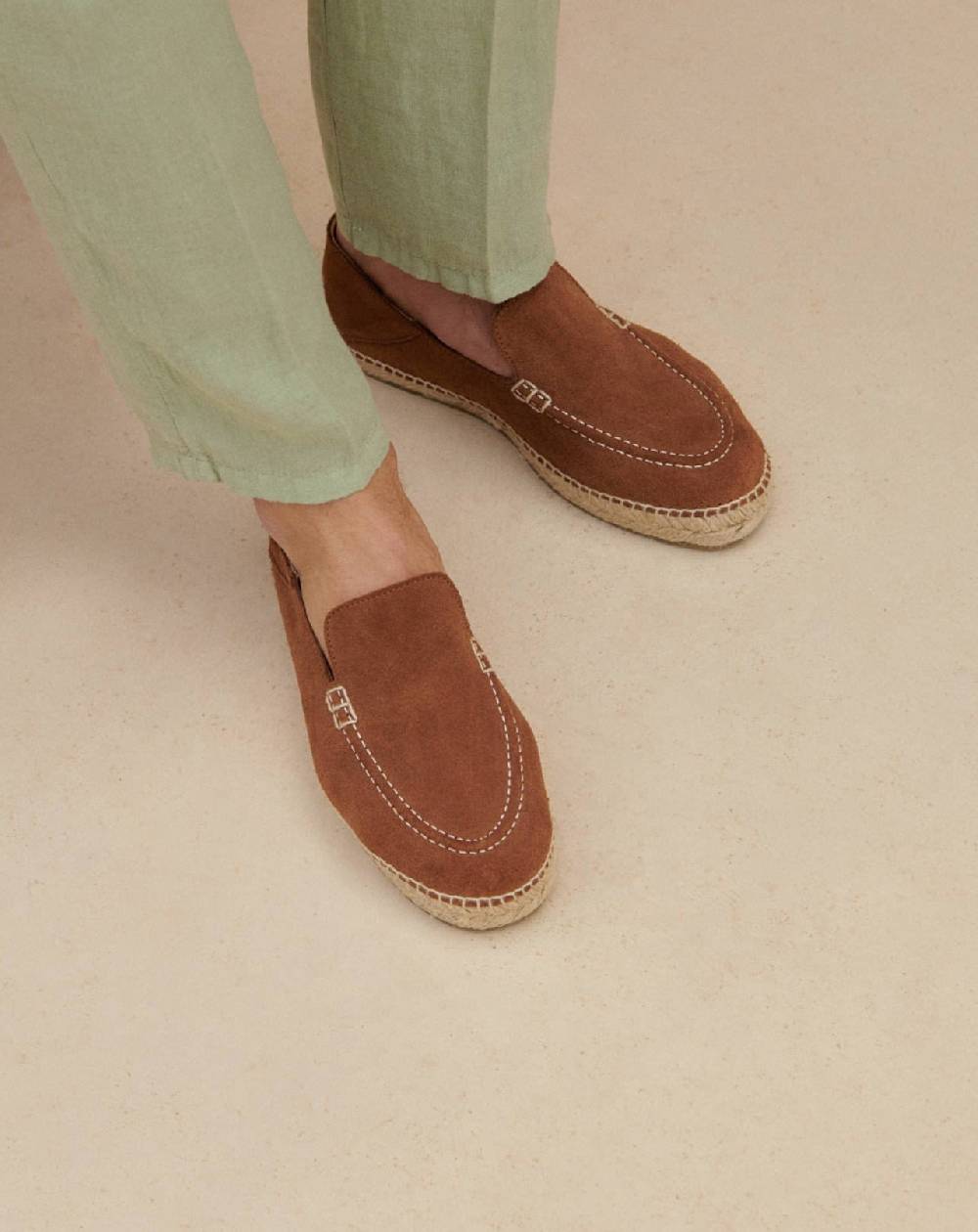 Manebí Mocassini Traveler Espadrillas in pelle scamosciata - Hamptons - Brown Sugar Fino al 60% di sconto