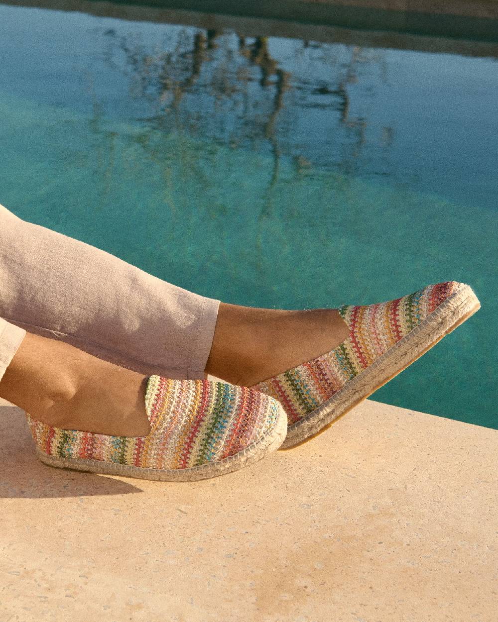 Manebí Espadrillas flat Zig Zag in rafia - Yucatán - Green Red Mix Discount Store per i nuovi prodotti
