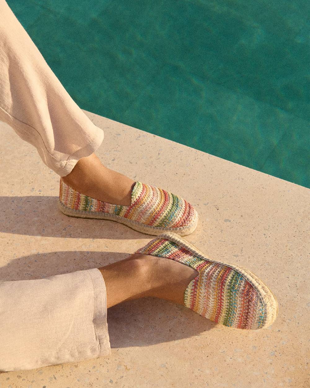 Manebí Espadrillas flat Zig Zag in rafia - Yucatán - Green Red Mix Discount Store per i nuovi prodotti