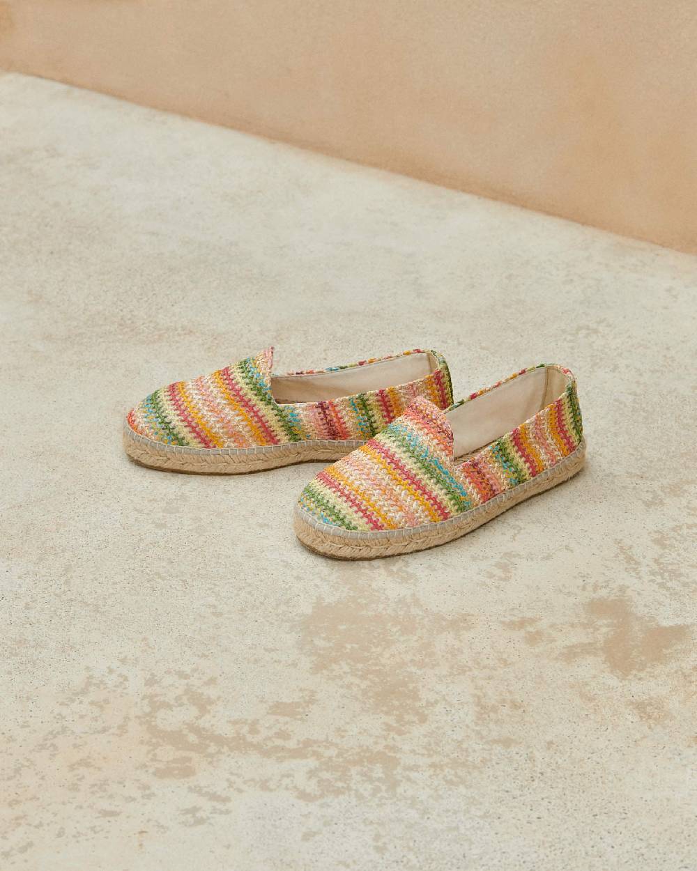 Manebí Espadrillas flat Zig Zag in rafia - Yucatán - Green Red Mix Discount Store per i nuovi prodotti