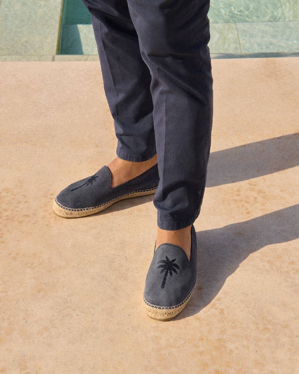Manebí Espadrillas piatte in pelle scamosciata - Palm Springs - Blu Patriot + Palmo in tono Black Friday Prezzi