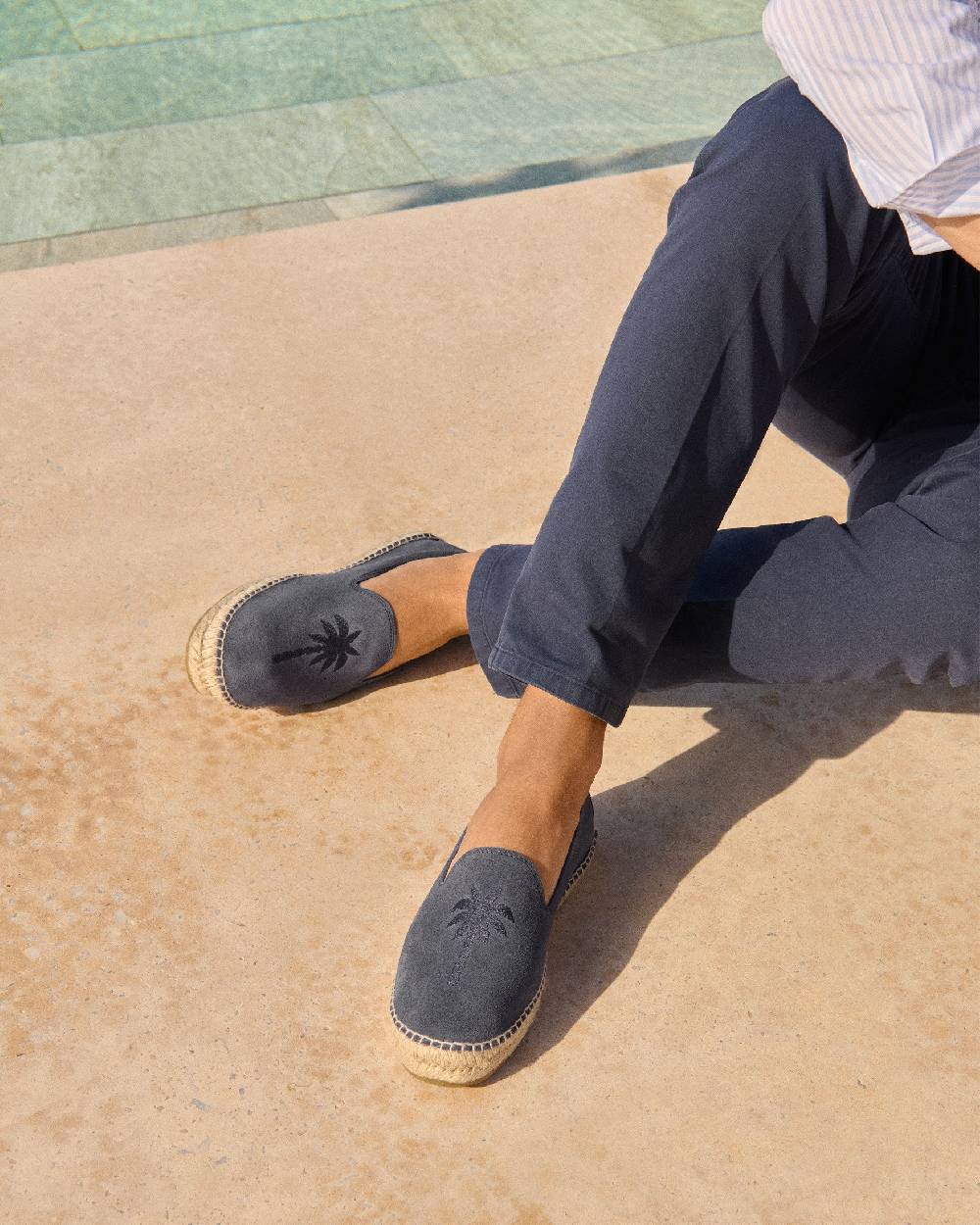 Manebí Espadrillas piatte in pelle scamosciata - Palm Springs - Blu Patriot + Palmo in tono Black Friday Prezzi