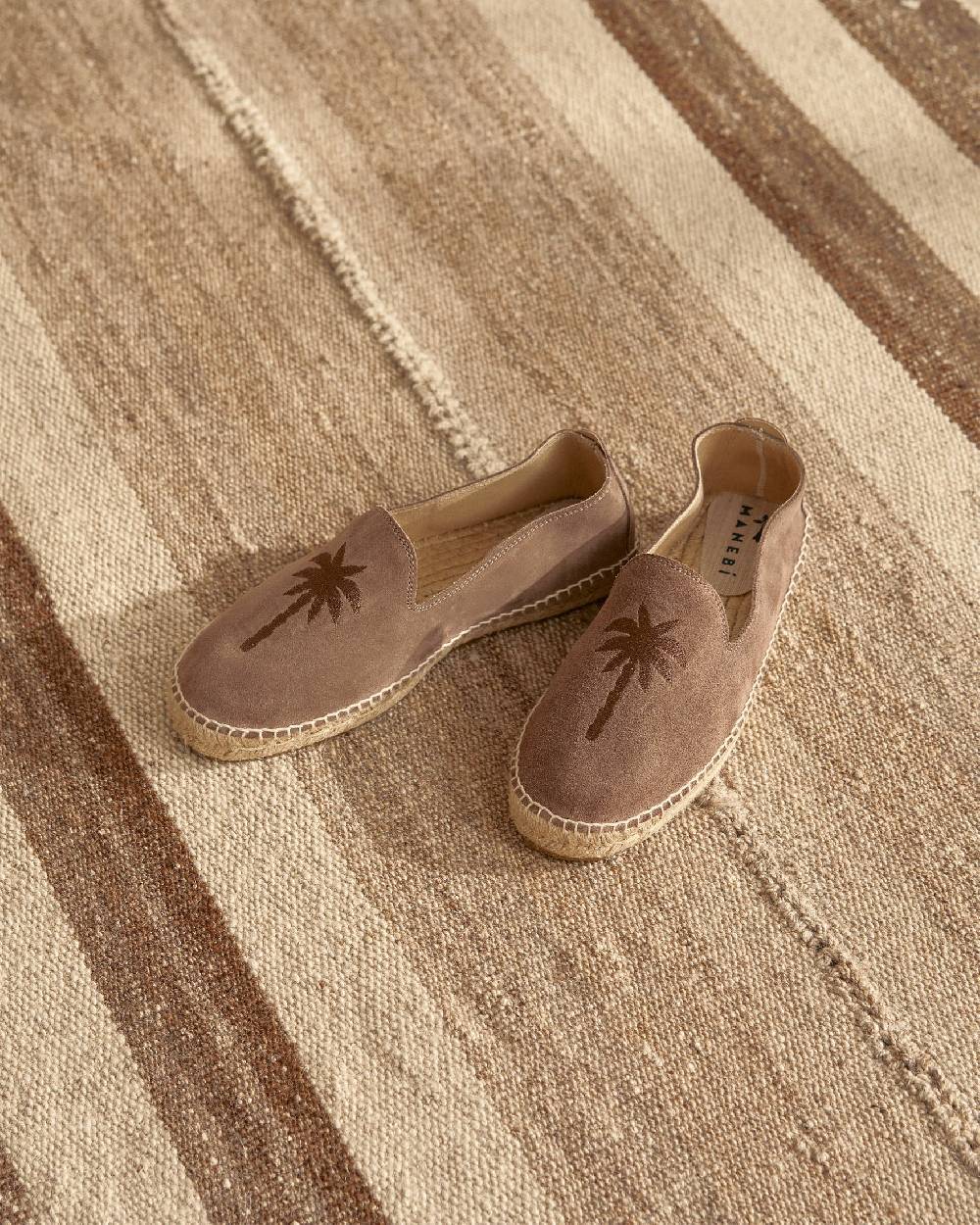 Manebí Suede With Embroidery|Espadrilles - Palm Springs Moka + Palm On Tone In vendita