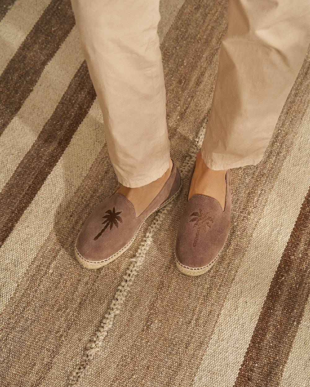 Manebí Suede With Embroidery|Espadrilles - Palm Springs Moka + Palm On Tone In vendita