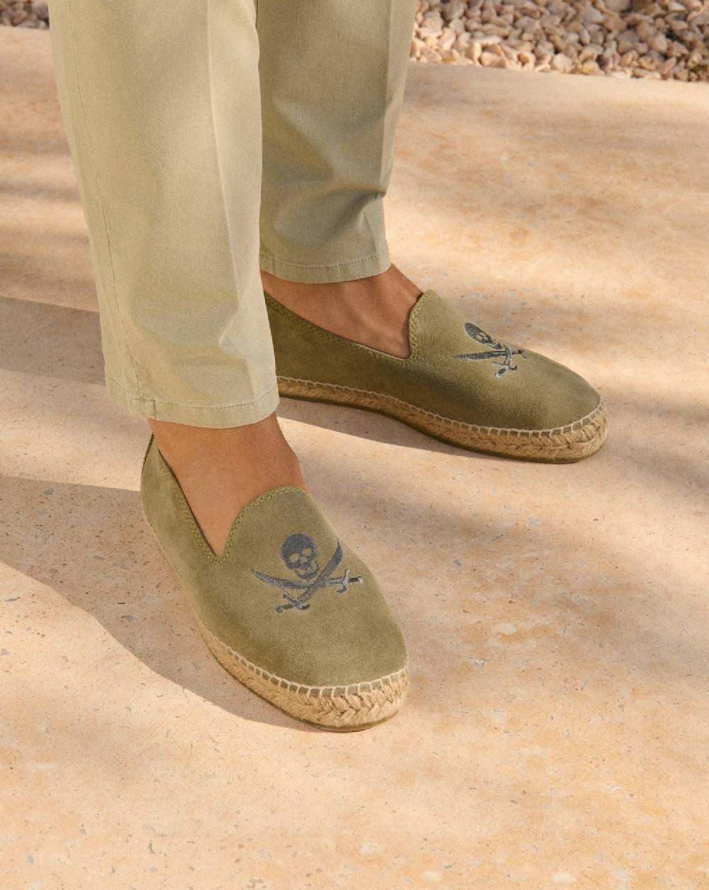 Manebí Espadrillas - Palm Springs - Verde Militare e Teschio Carbonio Sconti questo mese