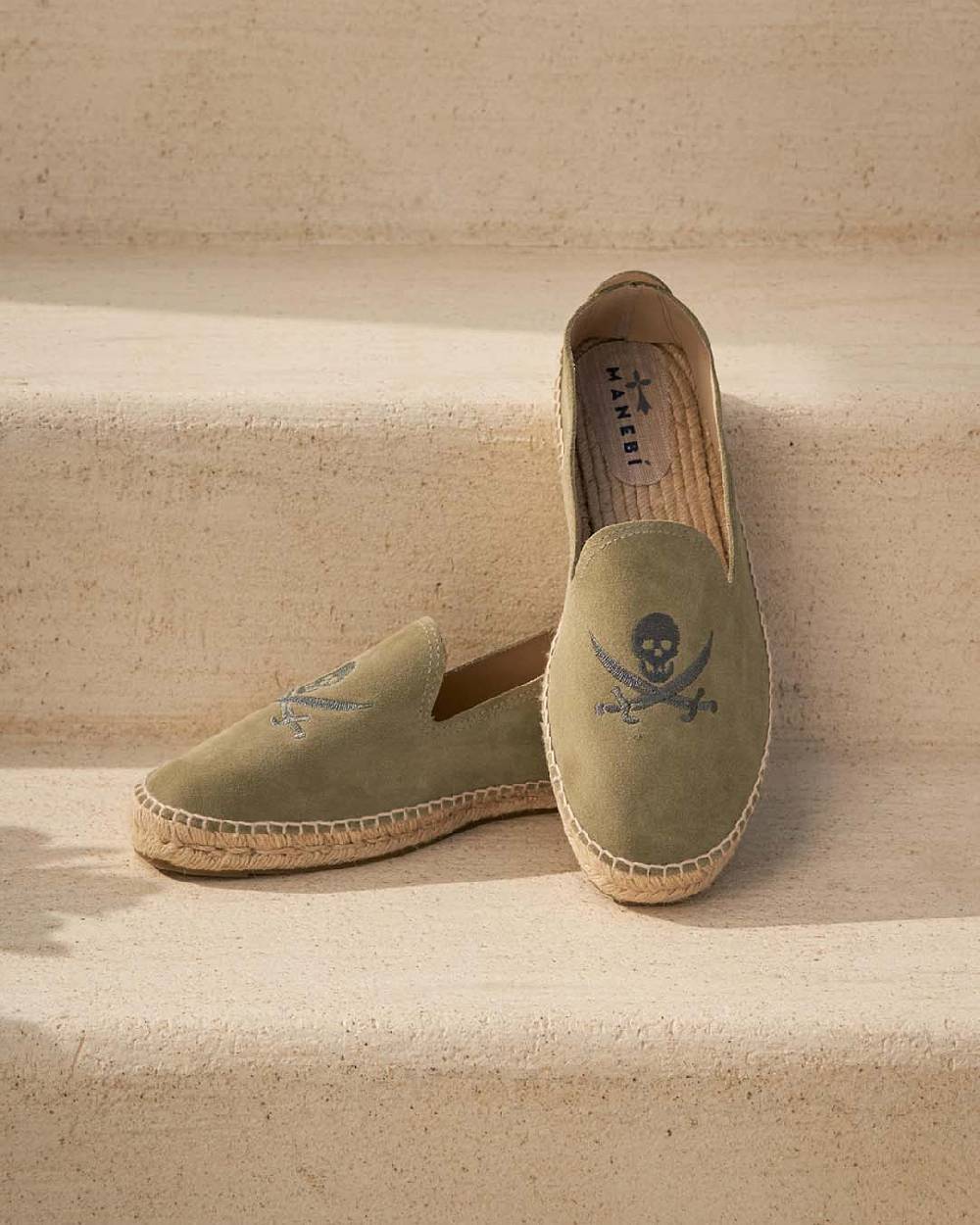 Manebí Espadrillas - Palm Springs - Verde Militare e Teschio Carbonio Sconti questo mese
