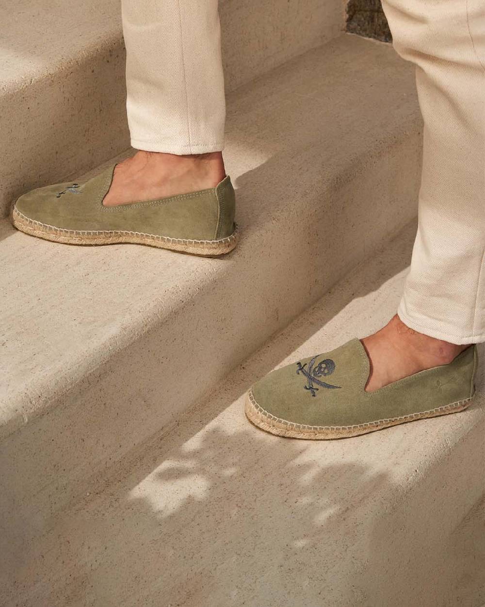 Manebí Espadrillas - Palm Springs - Verde Militare e Teschio Carbonio Sconti questo mese