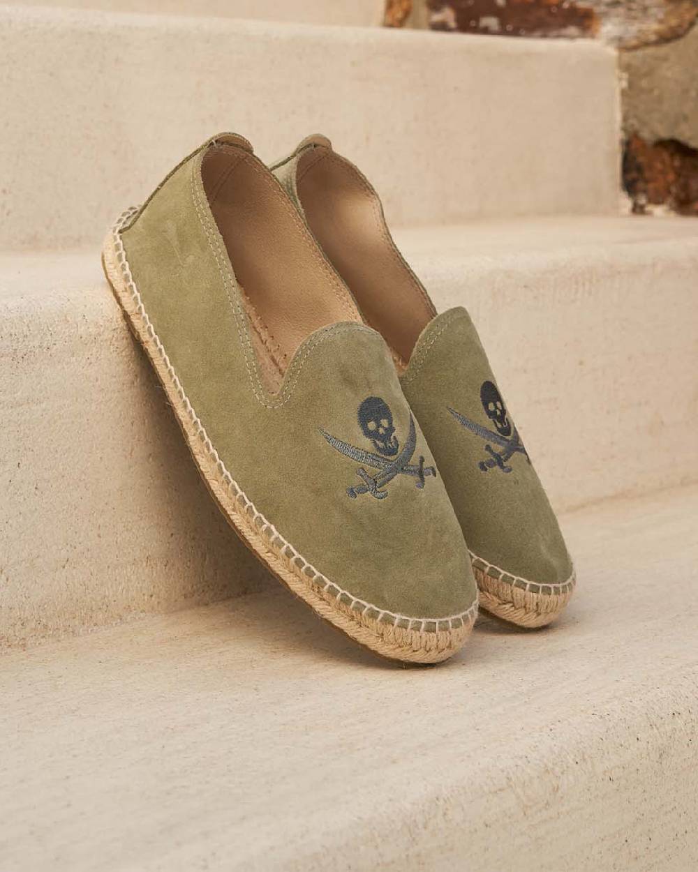 Manebí Espadrillas - Palm Springs - Verde Militare e Teschio Carbonio Sconti questo mese